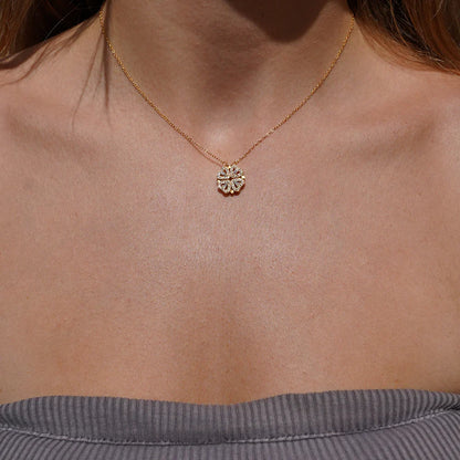 Collar Trébol de 4 Hojas Suerte & Caja con Rosa Eterna