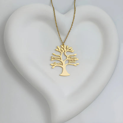 Collar Personalizado Árbol de la Vida con Nombres – Collar Familiar Grabado