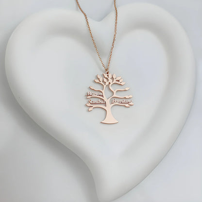 Collar Personalizado Árbol de la Vida con Nombres – Collar Familiar Grabado