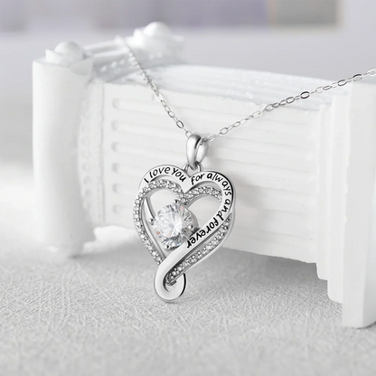 Collar de corazón grabado para esposa con caja LED