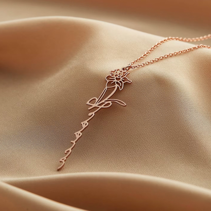 Collar con Nombre y Flor de Nacimiento