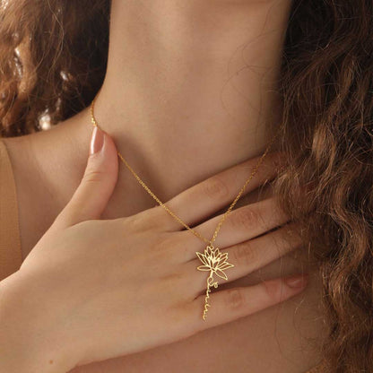 Collar con Nombre y Flor de Nacimiento